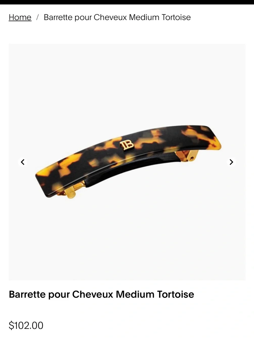 Balmain Medium Tortoiseshell Hair Barrette in Brown and Black